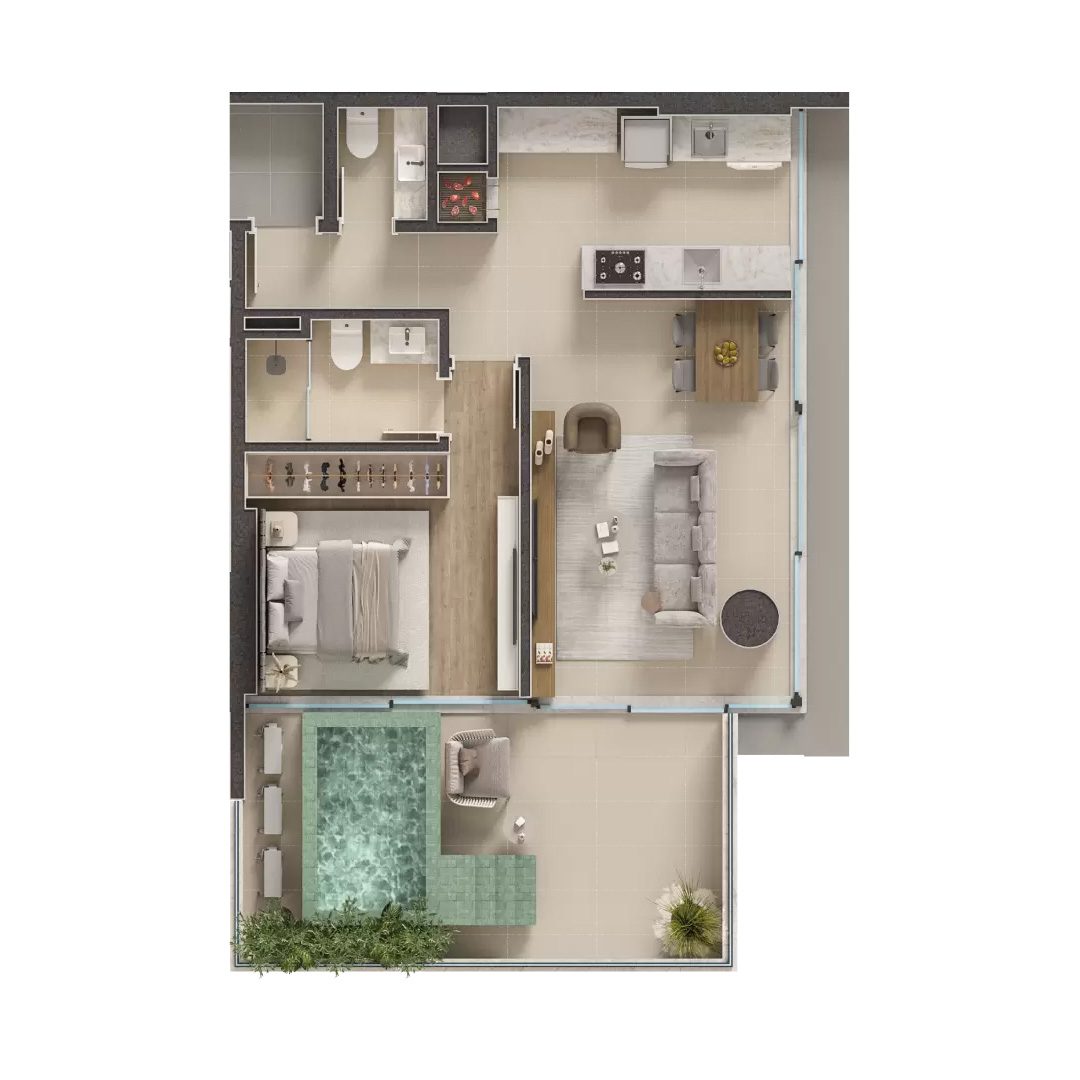 1 SUÍTE COM PISCINA 1 SUÍTE COM PISCINA