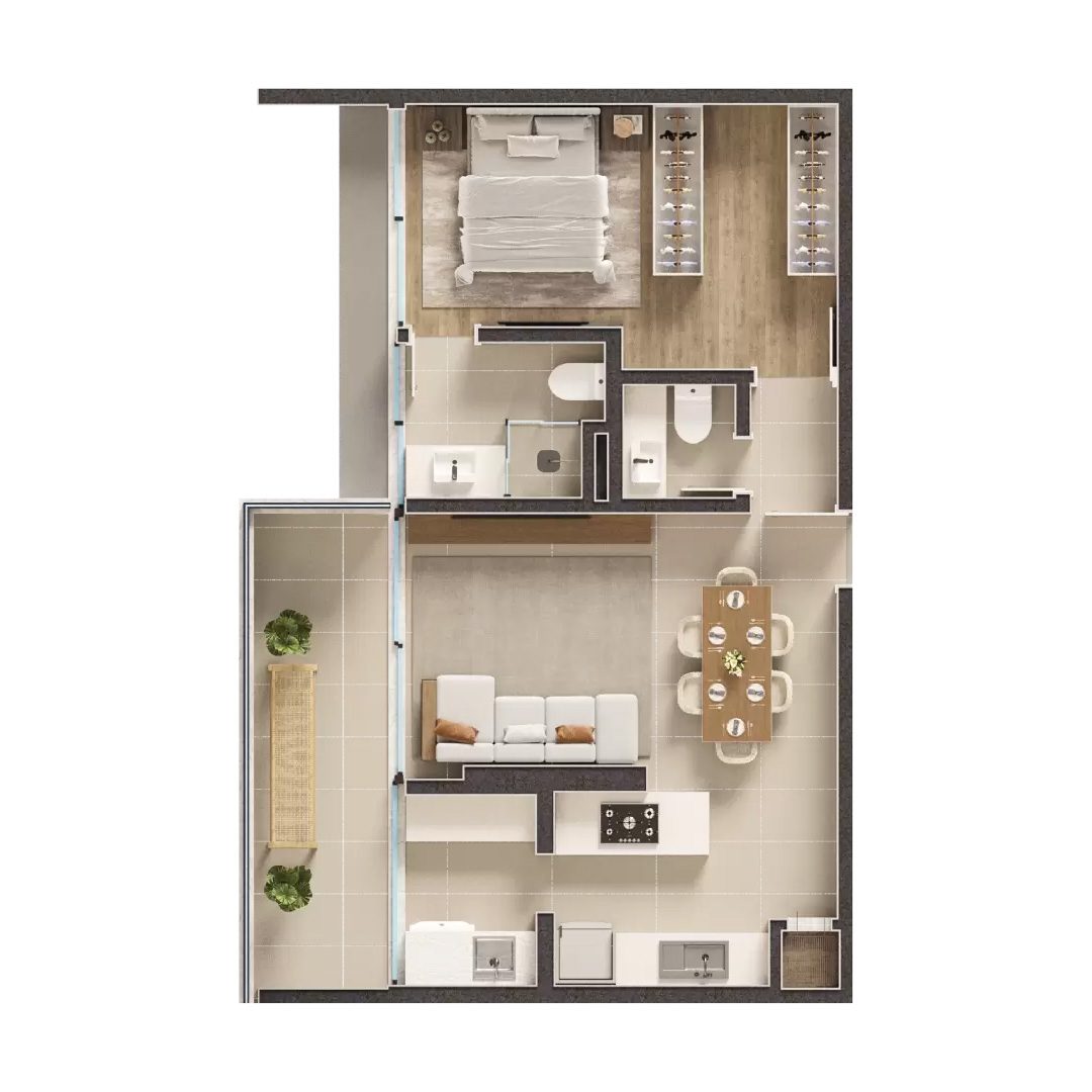 1 SUÍTE COM SACADA 1 SUÍTE COM SACADA